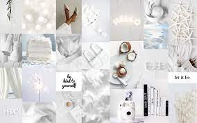 White aesthetic collage wallpaper laptop. Desktop Wallpaper White Aesthetic Collage Etsy