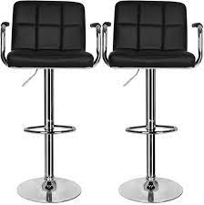 To avoid overcrowding your counter or table, your stools should be spaced at least six inches apart if the seats' width measures 16 to 18. Bar Stools Set Of 2 Breakfast Bar Stool With Armrest And Back Swivel Gas Lift Leather Kitchen Bar Stool For Breakfast Bar Counter Kitchen Home Furniture Amazon Co Uk Kitchen Home