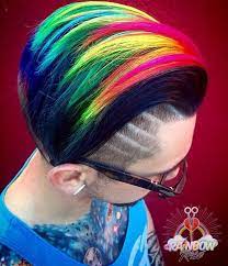 Rainbow Hair Mohawk Mens Hair Rainbows Undercut Short Rainbow Hair Men Hair Color Rainbow Hair Color