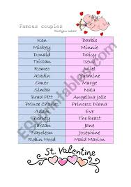 Julian chokkattu/digital trendssometimes, you just can't help but know the answer to a really obscure question — th. Famous Couples A Game For Valentine S Day Esl Worksheet By Emiliecouture