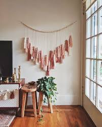 Warm Blush Pink And Mauve Yarn Tassel Wall Hanging Earth Etsy Ireland