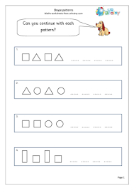 Shape Continue The Pattern Geometry Shape Maths Worksheets For Year 1 Age 5 6 Pattern Worksheet Worksheets For Kids Shapes Worksheets