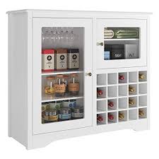 Homecho Buffet Avec Casier Vin Vaisselier Avec Porte Bouteilles Et Porte Gobelet Meuble De Rangement Pour Cui Meuble Rangement Rangement Cuisine Armoire A Vin