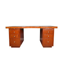 Drawer and shelf units with chromed metal supports, square in section; Art Deco Schreibtisch