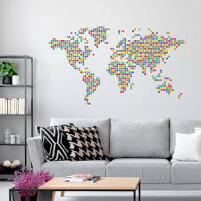 Entre e conheça as nossas incriveis ofertas. Adesivo De Parede Mapa Mundi Colorido Quadriculado 94x54cm Leroy Merlin