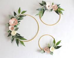Bohemian Pink Ivory Gold Rings Design Suite Wool Felt Flower Etsy Girls Room Wall Decor Baby Shower Flowers Girls Nursery Floral