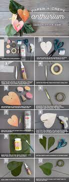 Diy Paper Anthurium And Leaves With Realistic Texture Paper Flowers Paper Flower Tutorial Paper Flower Template