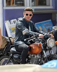 2017 Movie Baywatch Zac Efron Blue Leather Jacket Zac Efron Baywatch Jackets Men Fashion Zac Efron