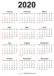 Quickly print a blank yearly 2020 calendar for your fridge, desk, planner or wall using one of our pdfs or images. Free Printable Calendar 2020