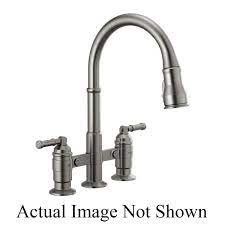 Keep in mind that different faucet models can do make sure to check the installation instructions manual that came with your delta kitchen faucet. Delta 2390l Ks Dst Broderick Pulldown Bridge Kitchen Faucet 1 8 Gpm Flow Rate Black Stainless Steel 2 Handles 3 Faucet Holes Function Traditional Domestic Commercial Residential First Supply