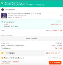 Existing users get s$4 off with uob. Pineng Power Bank 10000mah Rm22 05 Np Rm89 Using Shopee Promo Code Limited Time Promotion