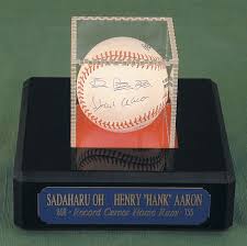 Aaron was born in mobile, alabama in 1934, the son of herbert and estella aaron. Sadaharu Oh Autographed Signed Baseball Co Signed By Hank Aaron Historyforsale Item 152245