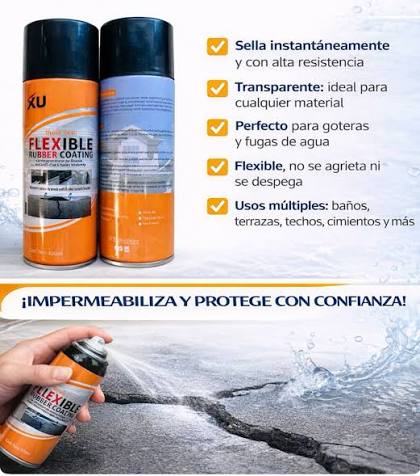 SPRAY SELLADOR IMPERMEABILIZANTE NEUTRO - Sella instantáneamente con alta  resistencia - Transparente: ideal para cualquier material - Perfecto para  goteras y fugas de agua - Flexible: no se agrieta ni se despega -