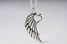 Angel Wing Necklace With Heart Pendant Tattoo Winged Heart Etsy Angel Wing Necklace Wing Necklace Pendant
