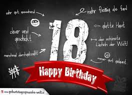 Komplimente Geburtstagskarte Zum 18 Geburtstag Happy Birthday