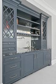 Gray Wet Bar Cabinets Painted In Benjamin Moore Ashland Slate Are Fitted With Nickel Pulls And A Gray Quartzite Countert Wet Bar Cabinets Bars For Home Wet Bar