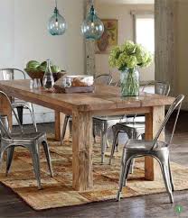 Reclaimed Wood Table From Floor Boards Love The Texture Between The Table And Metal Chairs Dining Room Table Farmhouse Dining Table Farmhouse Dining