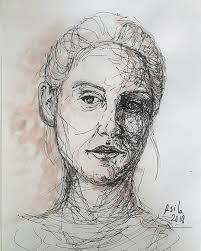 my sketch by water color an ink رسمي بالحبر والالوان المائية oman omani art contemporaryart sketch artprize artist draw male sketch art humanoid sketch