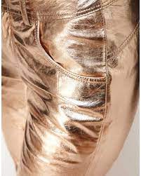 Asos Rose Gold Leather Trousers In Metallic Lyst