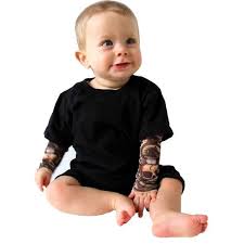 Look At This Little Tough Guy In His Black Romper With Tattoo Sleeves Also Available In White Kids Baby Todd Little Man Style Sleeve Tattoos Black Romper