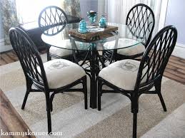 Rattan Dining Chairs Makeover Image Transfer With Freezer Paper