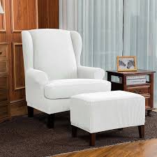 Textured Grid Washable Stretch T Cushion Wingback Slipcover In 2020 Slipcovers For Chairs Chair Covers Slipcover Wingback Chair Slipcovers