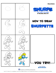 Pin On So Blue First draw the circle for the head and a curved line to indicate the spine and position of smurfette's body. pinterest