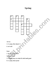 Our crossword puzzle maker allows you to add images, colors and fonts to create professional looking printable crossword puzzles. Spring Crossword Puzzle Esl Worksheet By Mrssheperd