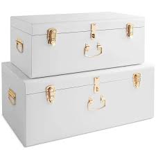 The lockable storage trunk are available in amazing designs and features. Beautify Extra Large White Steel Metal Storage Trunk Set Lockable Decorative With Champagne Handles College Dorm And Bedroom Footlocker Trunks Amazon In Furniture