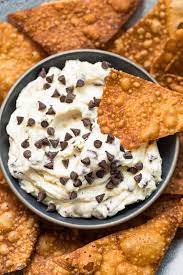 Chocolate Chip Cannoli Dip With Wonton Chips The Cookie Rookie Sweet Dips Recipes Wonton Chips Yummy Chicken Recipes