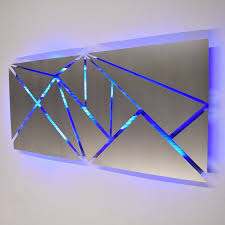 Metal Wall Art Lighted Wall Art Metal Wall Sculpture Modern Wall Art Geometric Wall Art Abstract Art Led Art Contemporary Art Silver Metal Wall Art Wall Art Lighting Metal Wall Sculpture