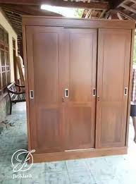 146,5 cm • lebar ke belakang: Lemari Pakaian Sliding 3 Pintu Jati Klasik Furniture