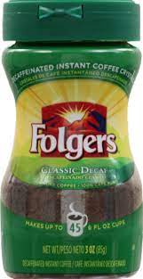 Comprehensive nutrition resource for folgers classic roast instant coffee crystals. Folgers Classic Decaffeinated Instant Coffee Crystals 3 Oz Foods Co