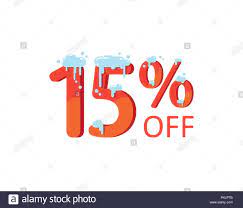 15 off. A discount of fifteen percent. Numbers in the snow. Winter sale,  Christmas sale, holiday sale. Flat vector illustration Stock Vector Image &  Art - Alamy