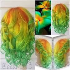 Orange Yellow Green Hair With Images Hair Inspiration Color Hair Styles Neon Hair