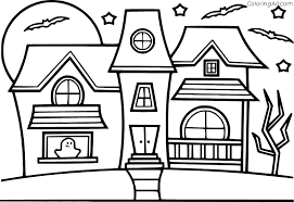These free haunted coloring pages have everything you need for chills and thrills. Easy Haunted House Coloring Page Coloringall