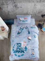 Bunun için yatak odası ve yatak odası. Tek Kisilik Ranforce Yatak Ortusu Seti Mavi 180x240 Cm Sade Tek Kisilik Clasy