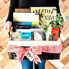 Give The Gift Of Creativity Gift Baskets Are Great But Gift Baskets Filled With Art Supplies Are Even Art Supplies Gift Art Gift Basket Homemade Gift Baskets