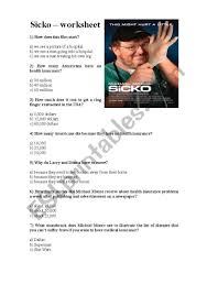Sicko Film Guide Esl Worksheet By Trapalhoni
