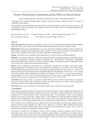Pdf Nurses Professional Commitment And Its Effect On Patient Safety Nurses encounter situations almost every day that require a strong understanding of ethics and me being a student nurse, i thought about being committed to the profession of nursing by practicing ethics, learning to respect other people's perspective, maintaining. pdf nurses professional commitment