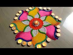 Beautiful Rangoli For Diwali Lakshmi Pada Festival S Rangoli Designs 2018 19 Youtube Rangoli Designs Easy Rangoli Designs Diwali Rangoli Designs Latest