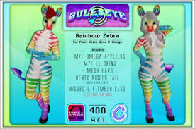 Second Life Marketplace B Rainbow Zebra For Paws Horse Head Omega System Horse cartoon character in circle, logo design. b rainbow zebra for paws horse head