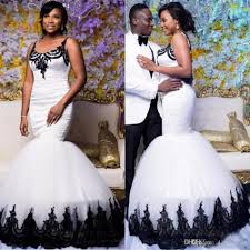 Traditional Wedding Gown Fit And Flare Vintage Black And White Mermaid Wedding Dre In 2020 Wedding Dress Organza Wedding Dresses Organza Mermaid Bridal Gowns Mermaid