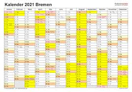 In den ferien findet am 03.06.2021 der gesetzliche feiertag fronleichnam in deutschland statt. Kalender 2021 Bremen Ferien Feiertage Excel Vorlagen