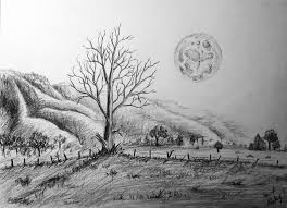 Pencil Drawing Landscape Doodles Beautiful mountain landscape with alpine lake, ducks and spruce forest, sketch hand drawn ink shading graphics. pencil drawing landscape doodles