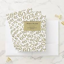 Birthday Return Gifts Under 5 60th Party Plans Number Pattern Gold And White Pocket Folder Zazzle Com With Images 40th Birthday Party Planning 50th Birthday Party Planning Birthday Party Planning