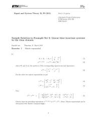 Sample Solution To Example Set 3 Linear Time Invariant Systems In