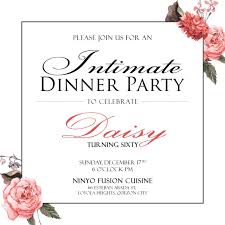 Send online dinner party invitations to get everyone together for a memorable meal. 60th Birthday Intimate Dinner Party Invite Birthday Dinner Party 60th Birthday Party Invitations Birthday Party Invitations