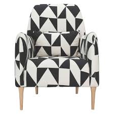 Black White Geometric Fabric Patterned Armchair White Armchair Pink Chair