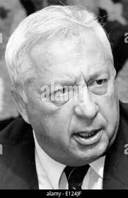 Le Premier Ministre Ariel Sharon s'exprime à l'aéroport Photo Stock